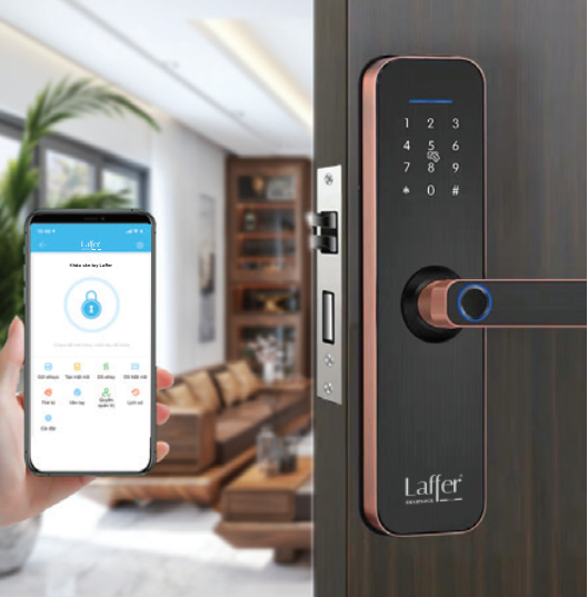 Khóa cửa thông minh dùng cho cửa Gỗ 5 IN 1 Laffer LX08N | AKIA