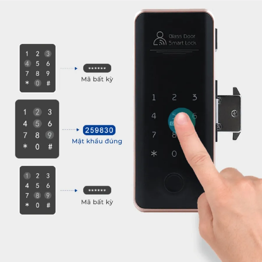 Khóa Vân Tay Cửa Kính Akia G08 - Dùng Cho Cửa Kính Lùa 5 In 1 17 Khóa Vân Tay Cửa Kính Akia G08