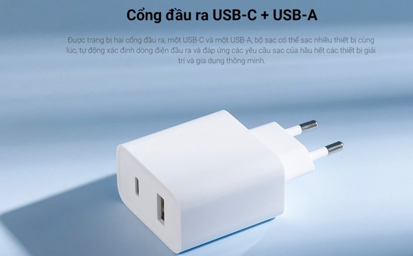 Củ Sạc Nhanh Mi 33W Wall Charger 1A1C Ad332Eu Quốc Tế Chân Tròn 5 Củ Sạc Nhanh Mi 33W Wall Charger 1A1C Ad332Eu