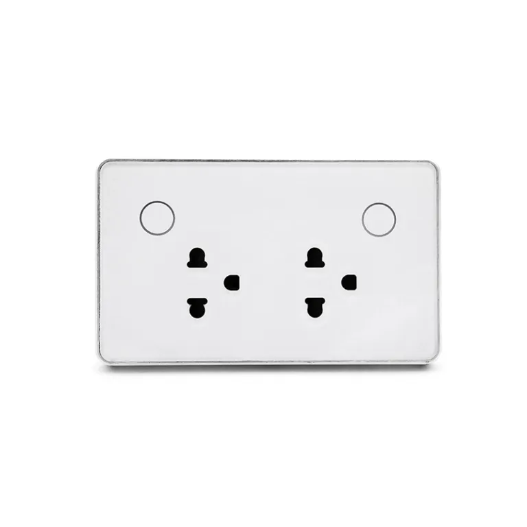 Ổ cắm thông minh Tuya Zigbee viền nhôm – kính phẳng – Trắng | AKIA