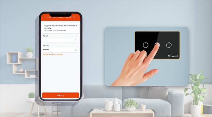 Hướng Dẫn Sử Dụng Các Chế Độ Của Công Tắc Vconnex Wifi - Chữ Nhật - Viền Vàng