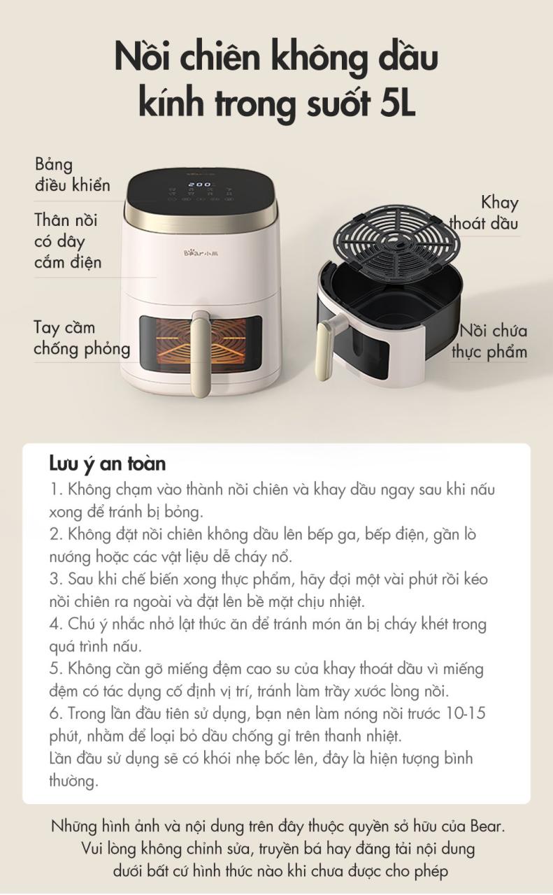 Nồi Chiên Không Dầu Bear Qzg-F15E3 Nồi Chiên Không Dầu Bear Qzg-F15E3