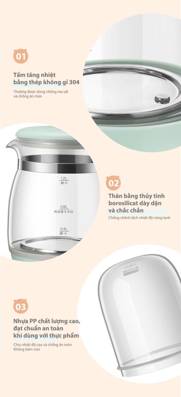 Bình Nấu Nước Đa Năng &Amp; Giữ Ấm Bear Tnq-A12L1 Bình Nấu Nước Đa Năng &Amp; Giữ Ấm Bear Tnq-A12L1