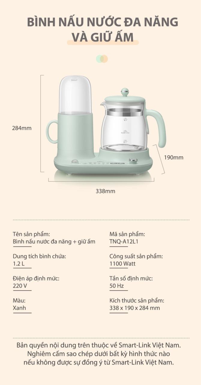 Bình Nấu Nước Đa Năng &Amp; Giữ Ấm Bear Tnq-A12L1 Bình Nấu Nước Đa Năng &Amp; Giữ Ấm Bear Tnq-A12L1