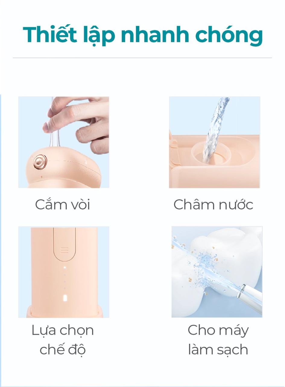 Máy Tăm Nước Sóng Siêu Âm Usmile Màu Pink Máy Tăm Nước Sóng Siêu Âm Usmile Màu Pink