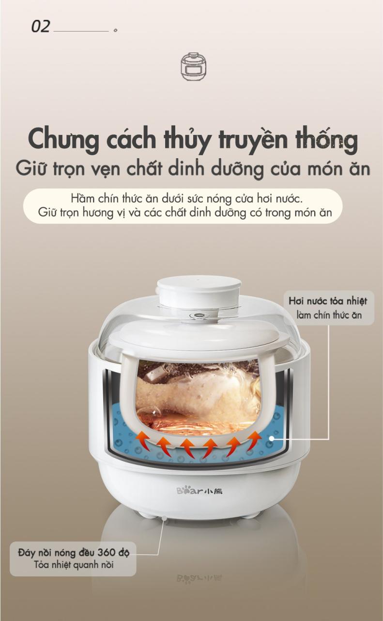 Nồi Nấu Chậm Đa Năng Bear Ddz-A08T8 - Trắng Nồi Nấu Chậm Đa Năng Bear Ddz-A08T8 - Trắng