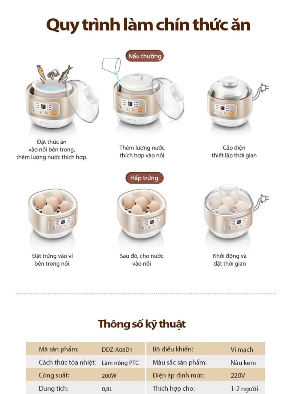 Nồi Nấu Chậm Bear Ddz-A08D1 Nồi Nấu Chậm Bear Ddz-A08D1