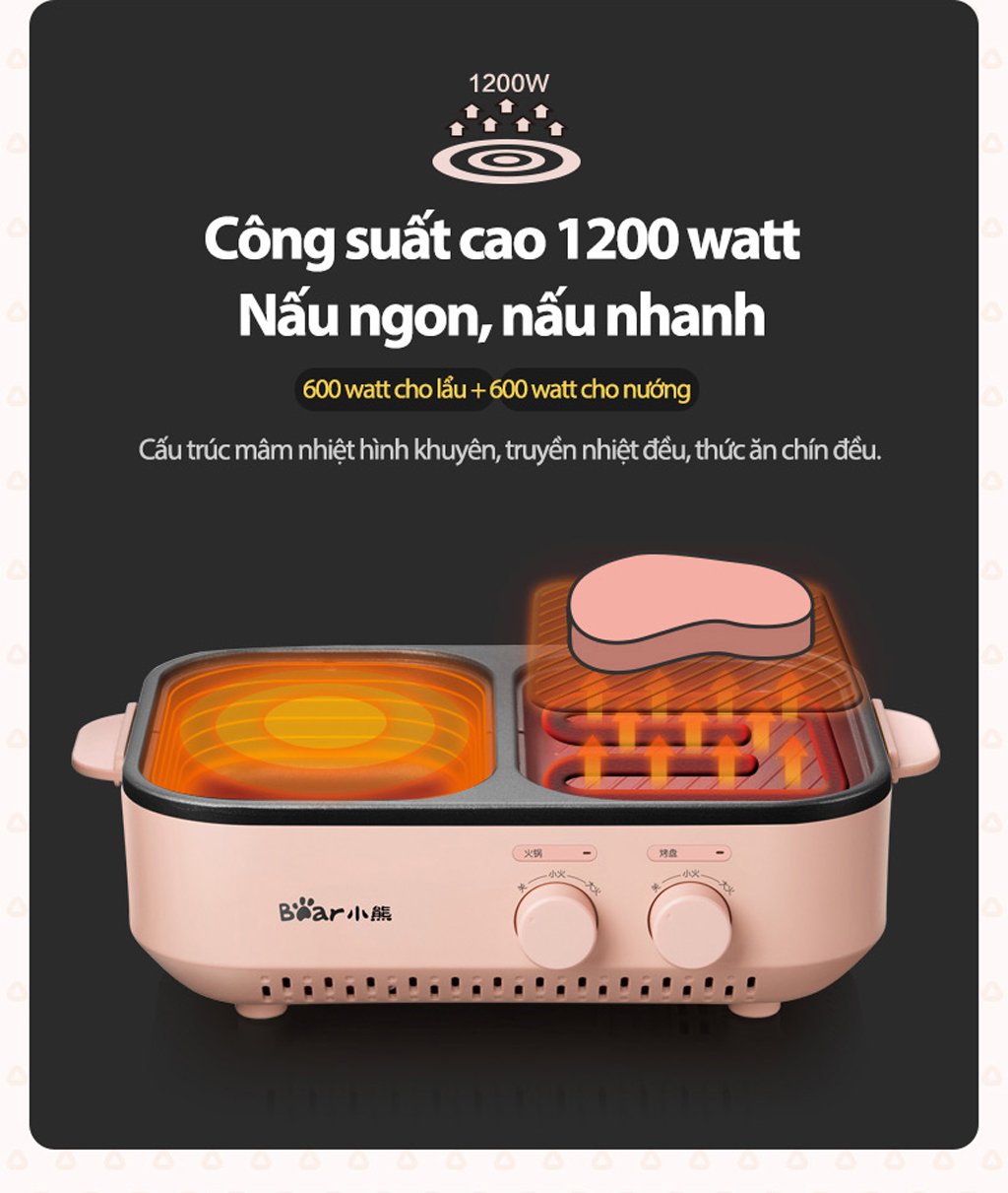 Máy Nướng Và Lẩu (Grill &Amp; Hotpot) Hiệu Bear, Model: Dkl-C12D1, Công Suất: 1200W, 1 Pha (220V), Tần Số 50Hz Máy Nướng Và Lẩu (Grill &Amp; Hotpot) Hiệu Bear, Model: Dkl-C12D1, Công Suất: 1200W, 1 Pha (220V), Tần Số 50Hz