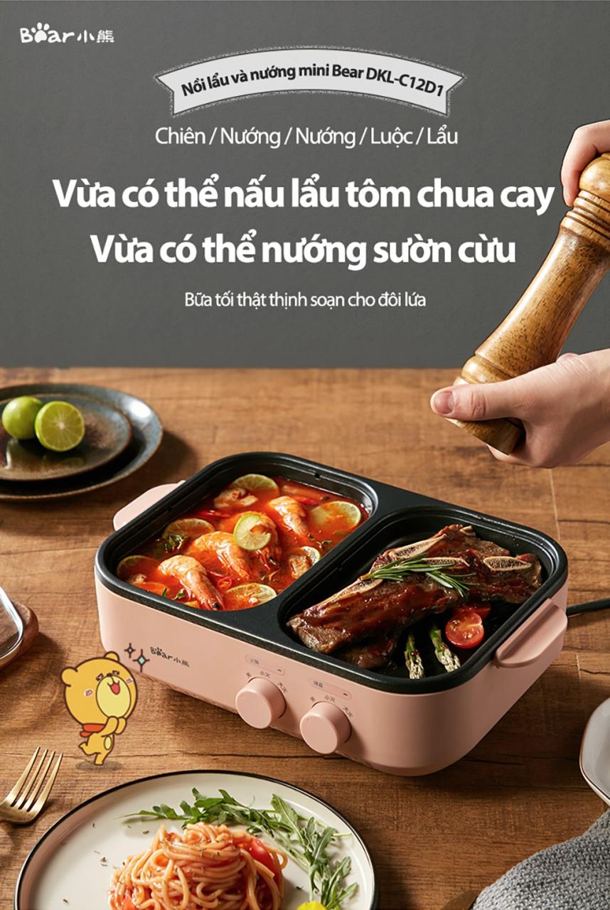 Máy Nướng Và Lẩu (Grill &Amp; Hotpot) Hiệu Bear, Model: Dkl-C12D1, Công Suất: 1200W, 1 Pha (220V), Tần Số 50Hz Máy Nướng Và Lẩu (Grill &Amp; Hotpot) Hiệu Bear, Model: Dkl-C12D1, Công Suất: 1200W, 1 Pha (220V), Tần Số 50Hz
