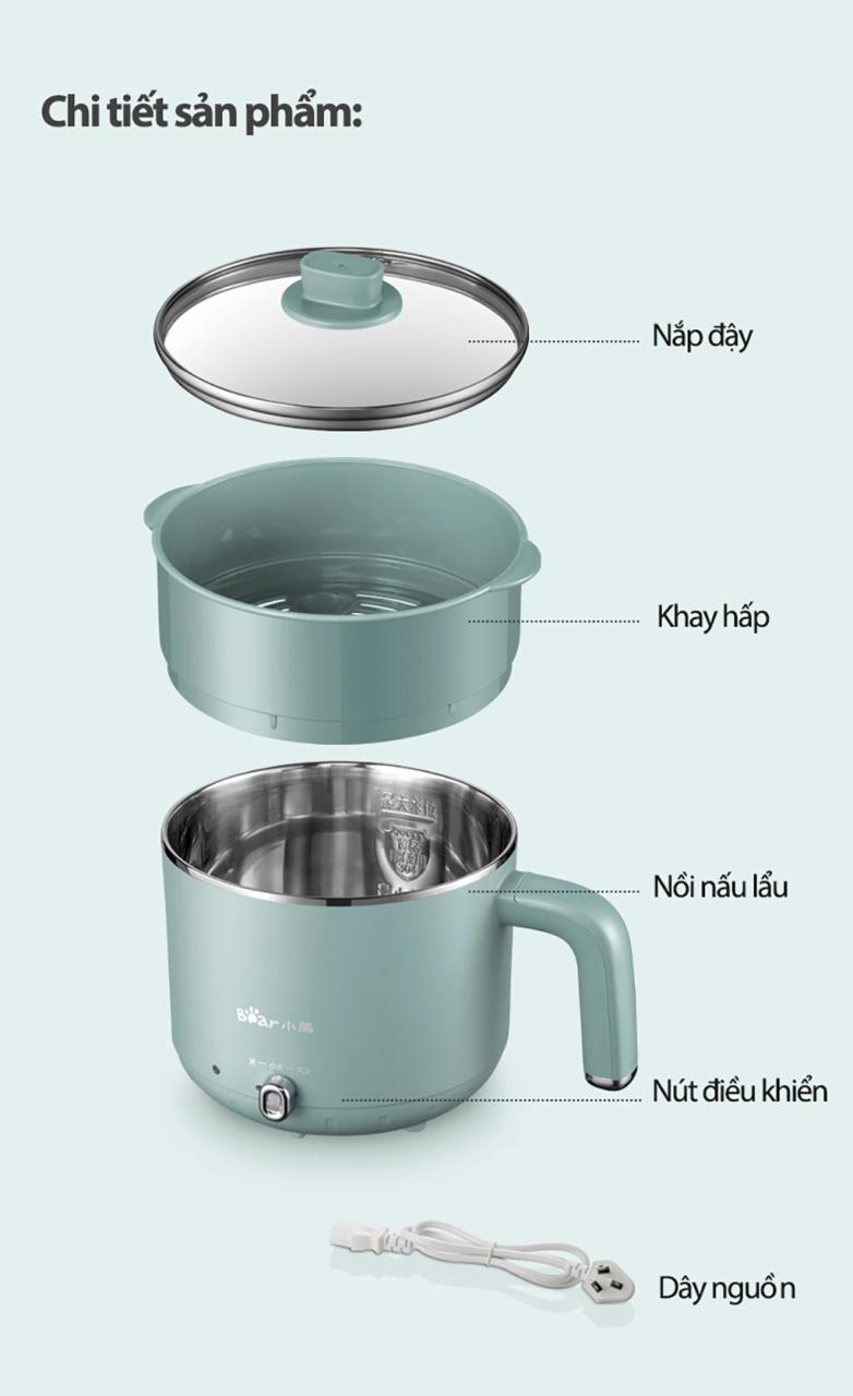 Nồi Nấu Đa Năng (Multi Cooker) Hiệu Bear, Model: Drg-D12M5, Công Suất: 600W, 1 Pha (220V), Tần Số 50Hz Nồi Nấu Đa Năng (Multi Cooker) Hiệu Bear, Model: Drg-D12M5, Công Suất: 600W, 1 Pha (220V), Tần Số 50Hz