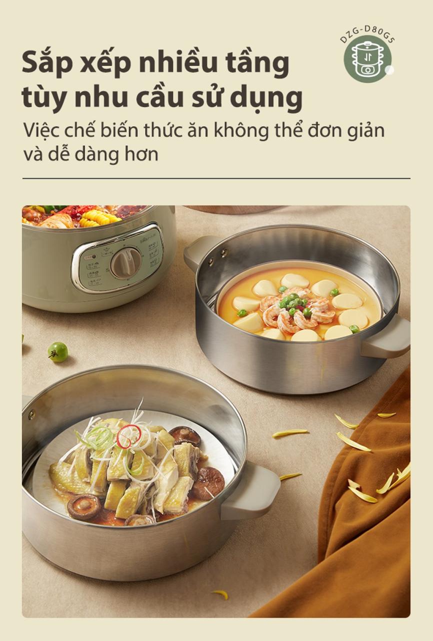 Nồi Hấp Thức Ăn, Model: Dzg-D80G5, Hiệu: Bear Nồi Hấp Thức Ăn, Model: Dzg-D80G5, Hiệu: Bear