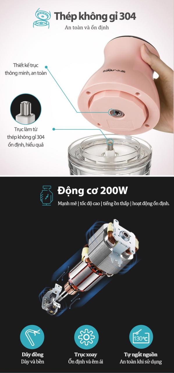 Máy Xay Thực Phẩm Hiệu Bear, Model: Qsj-B02U2, Công Suất: 200W, 1 Pha (220V), Tần Số 50Hz Máy Xay Thực Phẩm Hiệu Bear, Model: Qsj-B02U2, Công Suất: 200W, 1 Pha (220V), Tần Số 50Hz