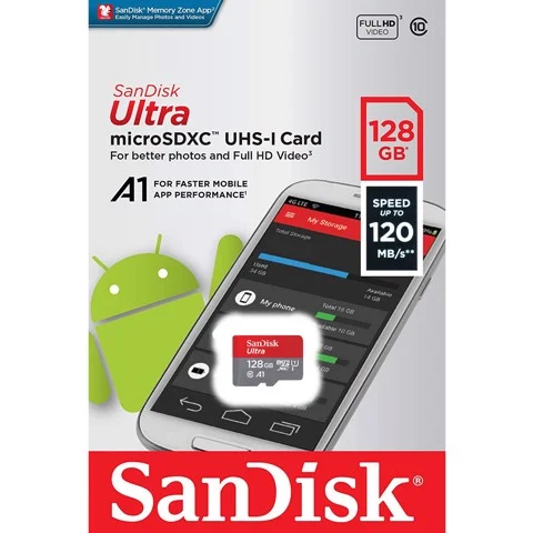 Thẻ nhớ MicroSDHC SanDisk Ultra A1 120MB/s 128GB | AKIA
