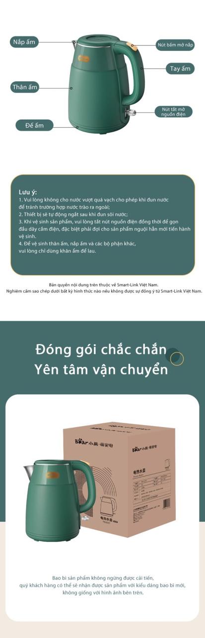 Ấm Đun Siêu Tốc Bear Zdh-Q15E1 Ấm Đun Siêu Tốc Bear Zdh-Q15E1