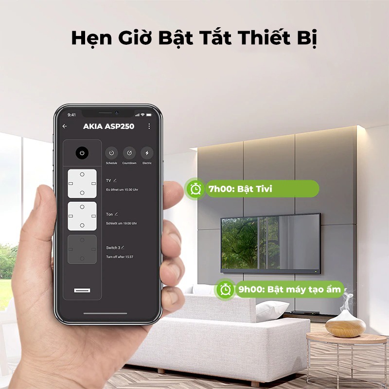 Ổ Cắm Dài Thông Minh Akia Asp250 Ổ Cắm Dài Thông Minh Akia Asp250