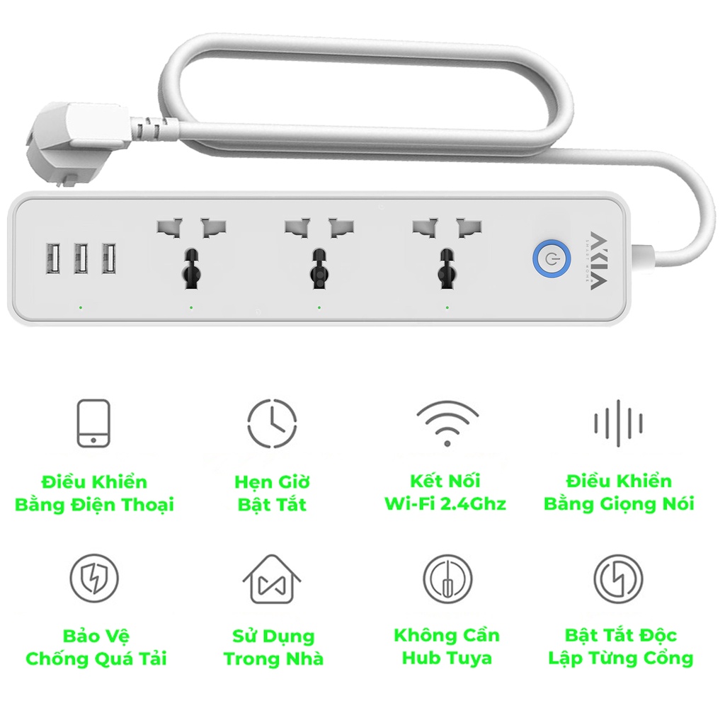 Ổ Cắm Dài Thông Minh Akia Asp250 Ổ Cắm Dài Thông Minh Akia Asp250