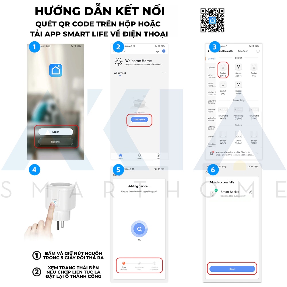 Ổ Cắm Wifi Thông Minh Akia 3500W 16A - Tuya Smart Plug Đo Điện Tiêu Thụ, Kết Nối App Smart Life Ổ Cắm Wifi Thông Minh Akia 3500W 16A - Tuya Smart Plug Đo Điện Tiêu Thụ, Kết Nối App Smart Life