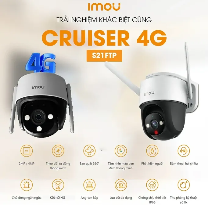 Camera IMOU IP WIFI Ngoài Trời Thông Minh Cruiser 4G – 2MP | AKIA