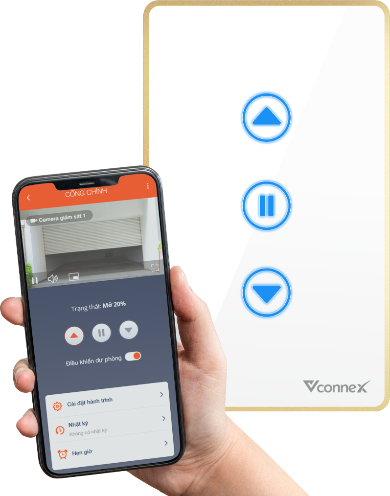 Công Tắc Cửa Cuốn Vconnex Thông Minh, Điều Khiển Qua App - Akia Smart Home