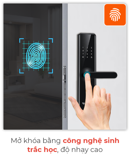 Khoá Vân Tay Thông Minh Vconnex - Cho Cửa Gỗ - Akia Smart Home Khoá Vân Tay Thông Minh Vconnex - Cho Cửa Gỗ - Akia Smart Home