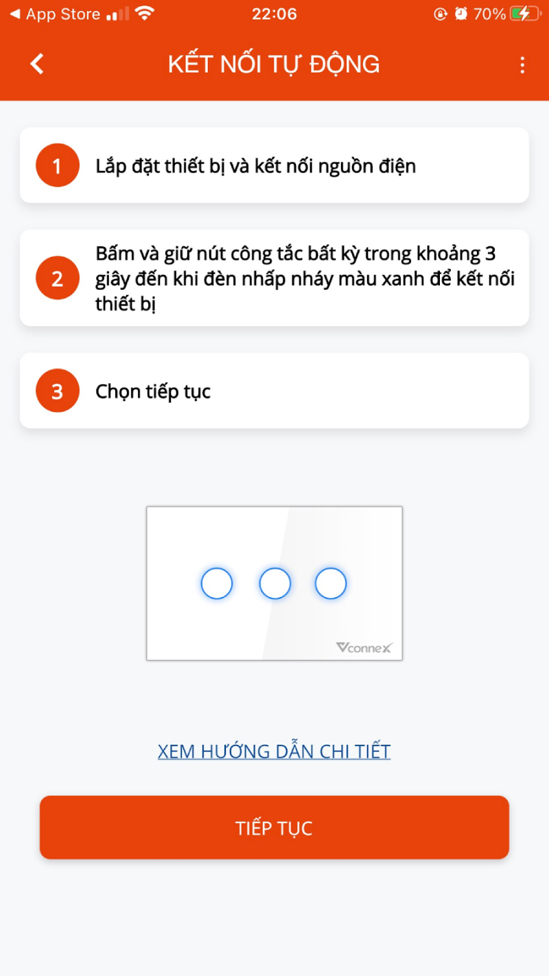 Công Tắc Thông Minh Vconnex Wifi - Không Viền Cao Cấp 47 Chọn “Tiếp Tục” Để Thực Hiện Thao Tác Tiếp Theo