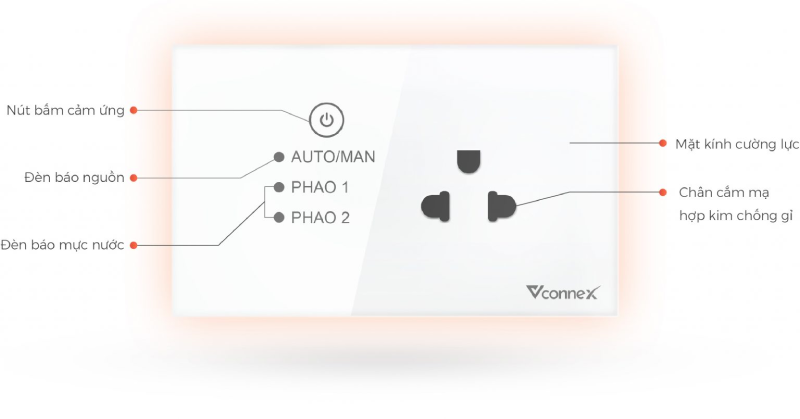 Ổ Cắm Phao Điện Chống Giật Thông Minh Vconnex 14 Nút Bấm Cảm Ứng Giúp Bạn Điều Khiển Trực Tiếp Sản Phẩm Một Cách Dễ Dàng Hơn