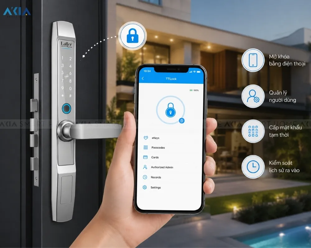 Khoá Cửa Thông Minh 5 In 1 Laffer R1 Dùng Cho Cửa Nhôm Xingfa 24 Khoá Cửa Thông Minh 5 In 1 Laffer R1 Dùng Cho Cửa Nhôm Xingfa - Akia Smart Home