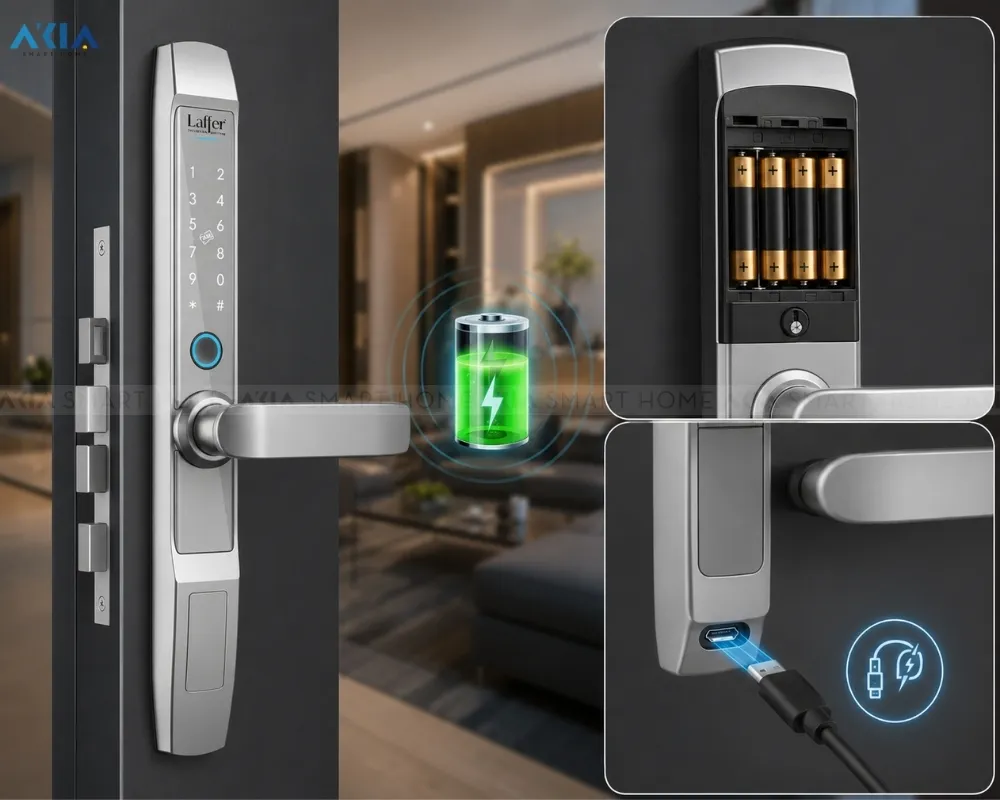 Khoá Cửa Thông Minh 5 In 1 Laffer R1 Dùng Cho Cửa Nhôm Xingfa 25 Khoá Cửa Thông Minh 5 In 1 Laffer R1 Dùng Cho Cửa Nhôm Xingfa - Akia Smart Home