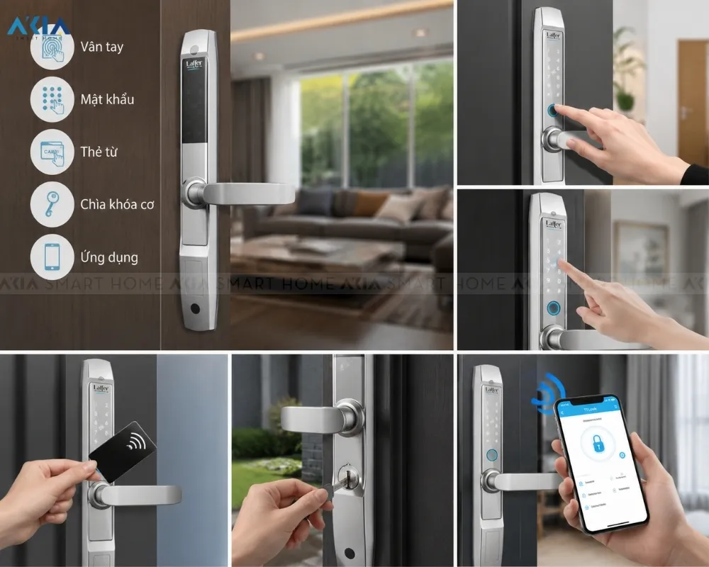 Khoá Cửa Thông Minh 5 In 1 Laffer R1 Dùng Cho Cửa Nhôm Xingfa 22 Khoá Cửa Thông Minh 5 In 1 Laffer R1 Dùng Cho Cửa Nhôm Xingfa - Akia Smart Home