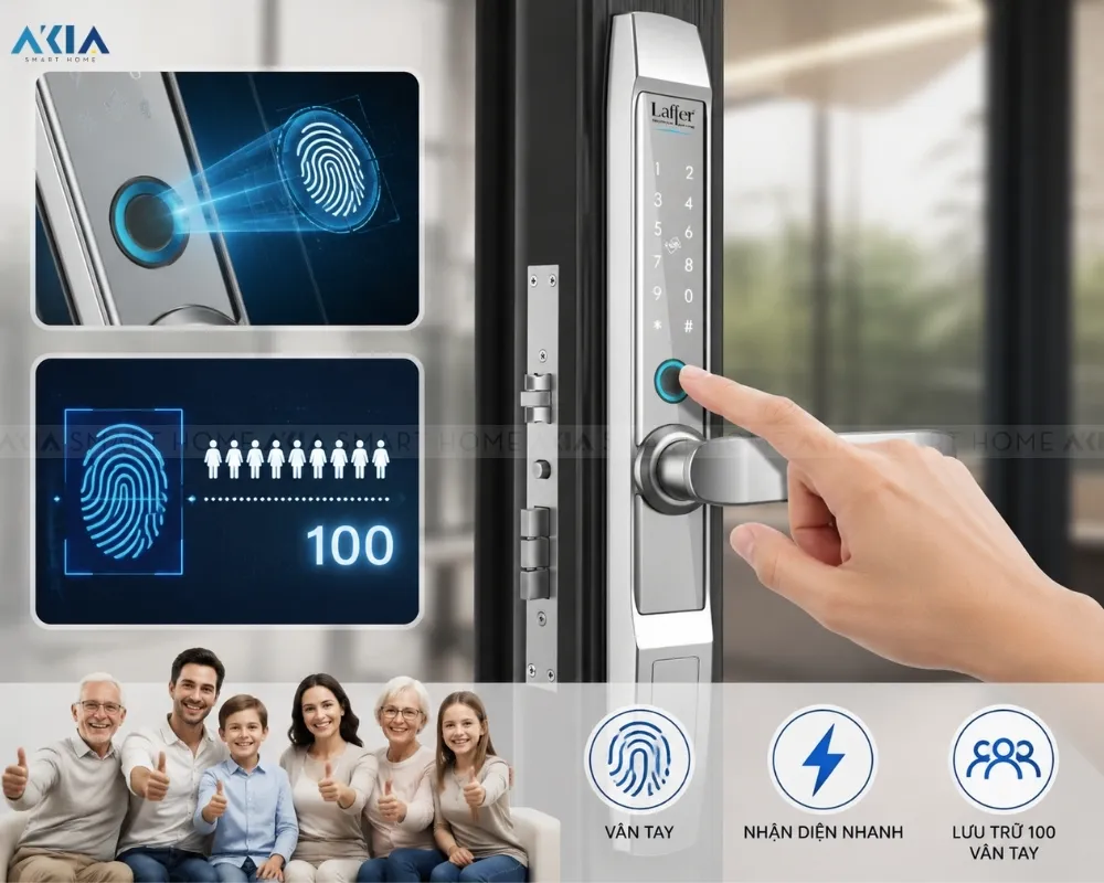 Khoá Cửa Thông Minh 5 In 1 Laffer R1 Dùng Cho Cửa Nhôm Xingfa 21 Khoá Cửa Thông Minh 5 In 1 Laffer R1 Dùng Cho Cửa Nhôm Xingfa - Akia Smart Home
