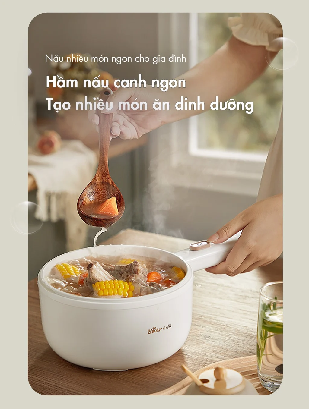 Nồi Nấu Đa Năng Bear Drg-E15P2 Kèm Xửng Hấp 27 Nồi Nấu Đa Năng Bear Drg-E15P2 Kèm Xửng Hấp