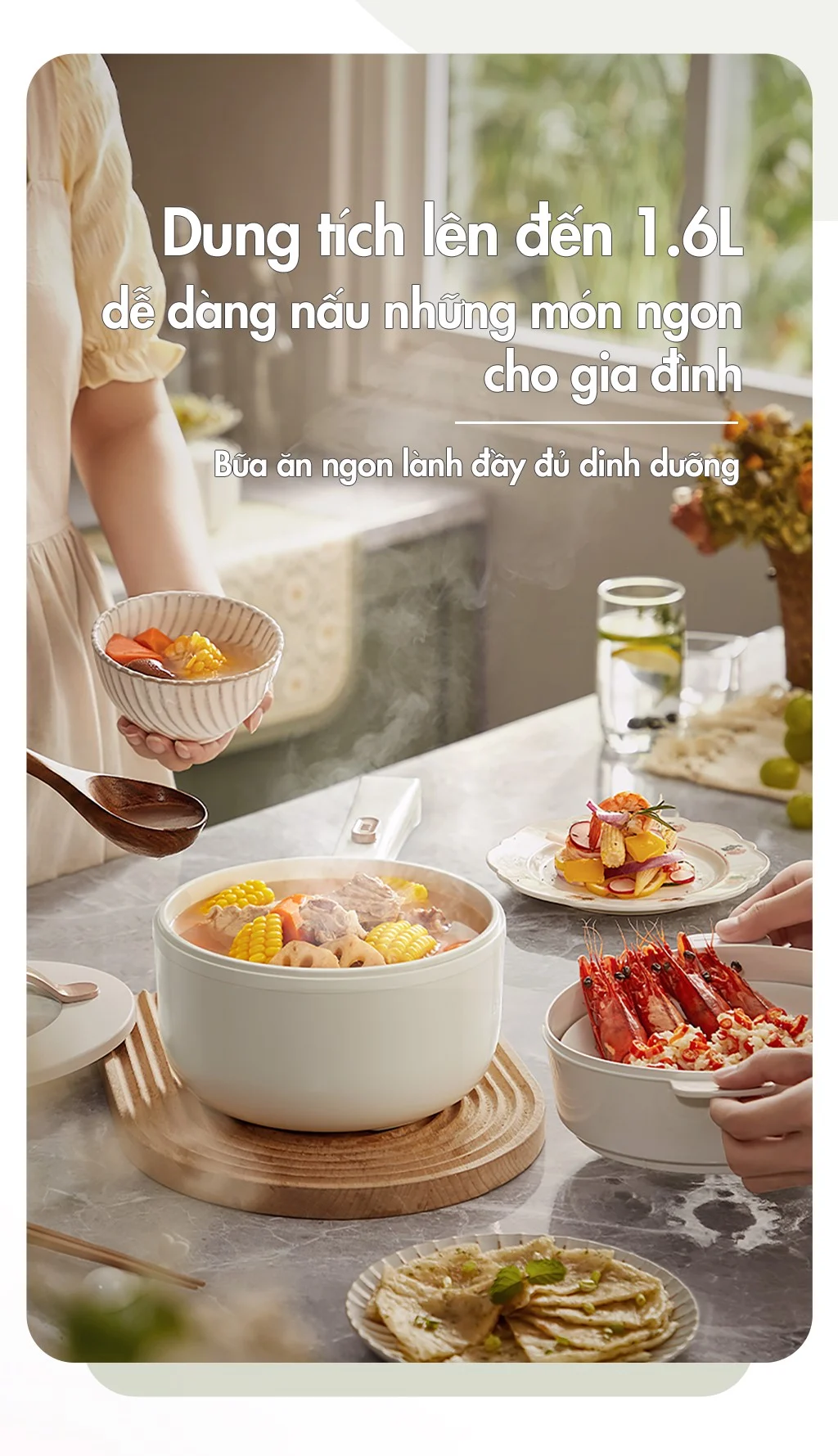 Nồi Nấu Đa Năng Bear Drg-E15P2 Kèm Xửng Hấp 23 Nồi Nấu Đa Năng Bear Drg-E15P2 Kèm Xửng Hấp