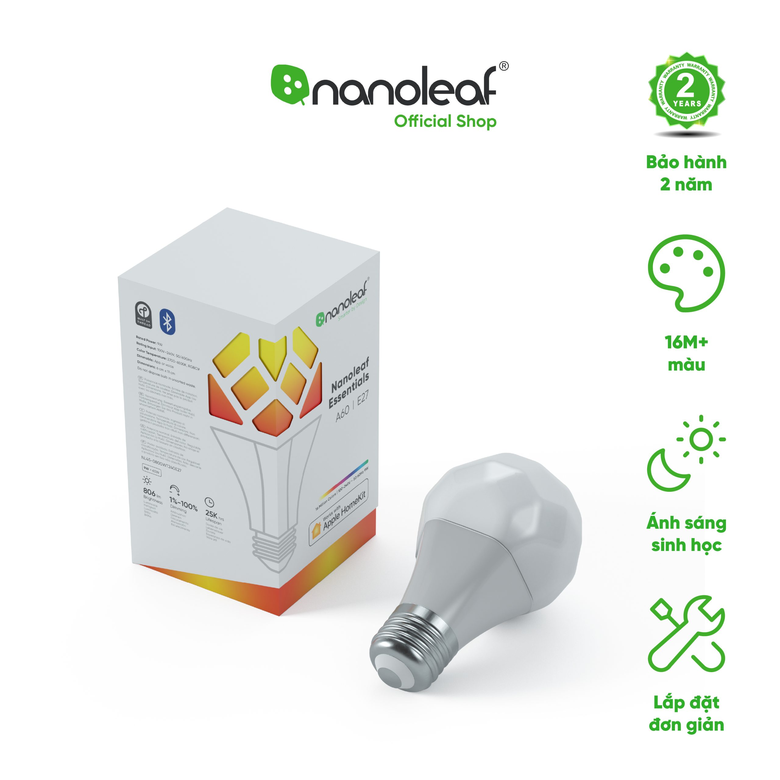 Bóng Đèn Thông Minh Nanoleaf Essentials Bulbs 7 Bóng Đèn Thông Minh Nanoleaf Essentials Bulbs