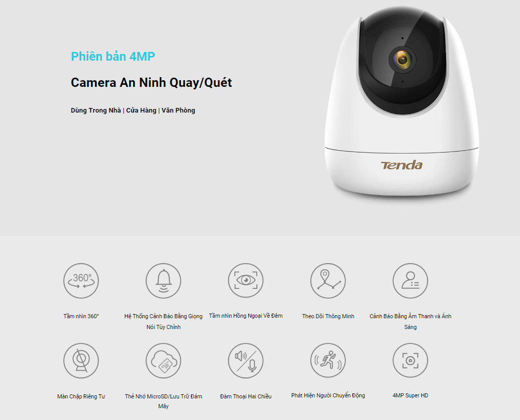 Camera An Ninh Wifi Tenda Cp7 Quay/Quét 4Mp 9 Camera An Ninh Wifi Tenda Cp7