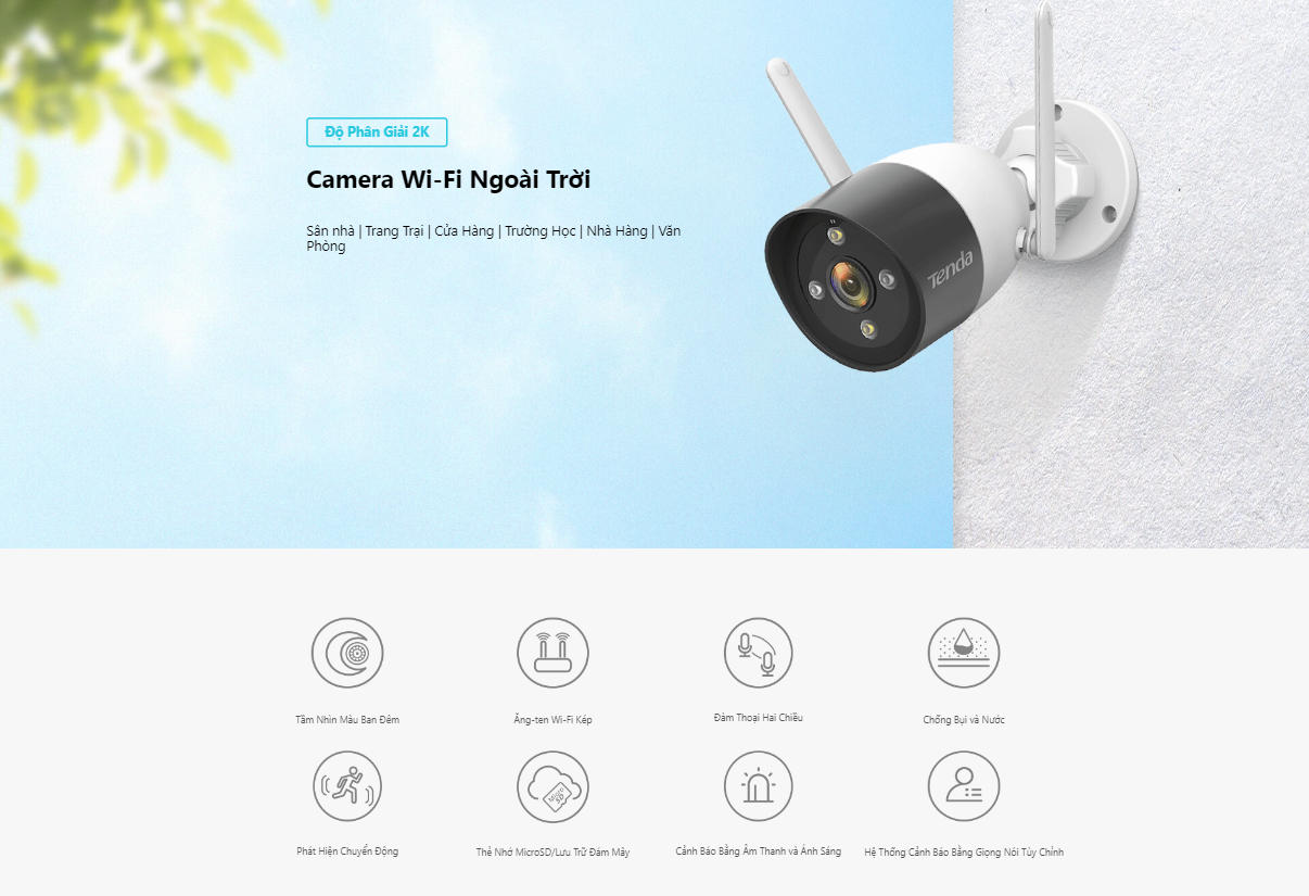 Camera Wi-Fi Ngoài Trời Tenda Ct6 Độ Phân Giải 2K 10 Camera Wi-Fi Ngoài Trời Tenda Ct6 Độ Phân Giải 2K