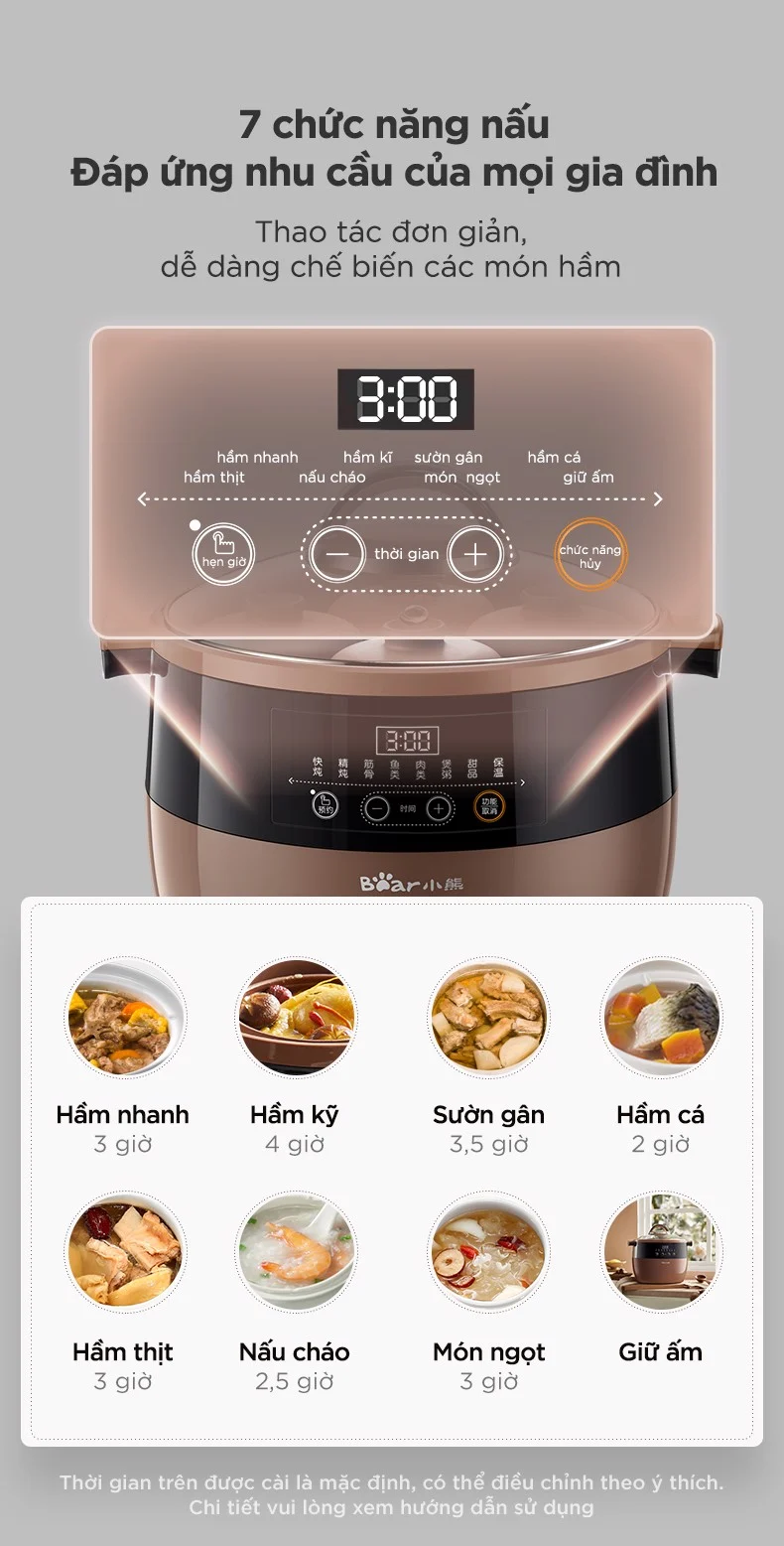 Nồi Nấu Chậm Bear Ddz-B45Z1 Dung Tích 4.5L 10 Nồi Nấu Chậm Bear Ddz-B45Z1 Dung Tích 4.5L