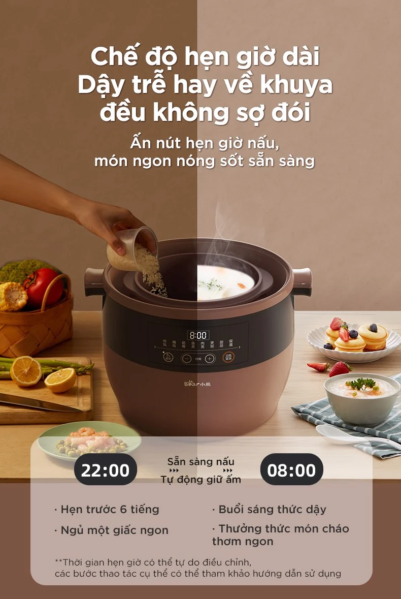 Nồi Nấu Chậm Bear Ddz-B45Z1 Dung Tích 4.5L 11 Nồi Nấu Chậm Bear Ddz-B45Z1 Dung Tích 4.5L