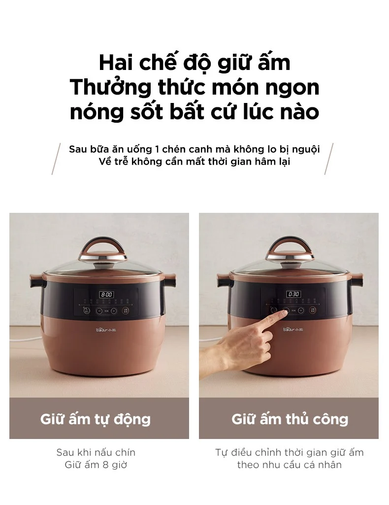 Nồi Nấu Chậm Bear Ddz-B45Z1 Dung Tích 4.5L 12 Nồi Nấu Chậm Bear Ddz-B45Z1 Dung Tích 4.5L