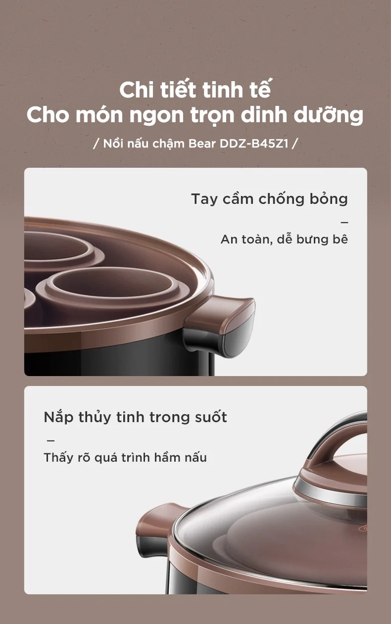 Nồi Nấu Chậm Bear Ddz-B45Z1 Dung Tích 4.5L 14 Nồi Nấu Chậm Bear Ddz-B45Z1 Dung Tích 4.5L