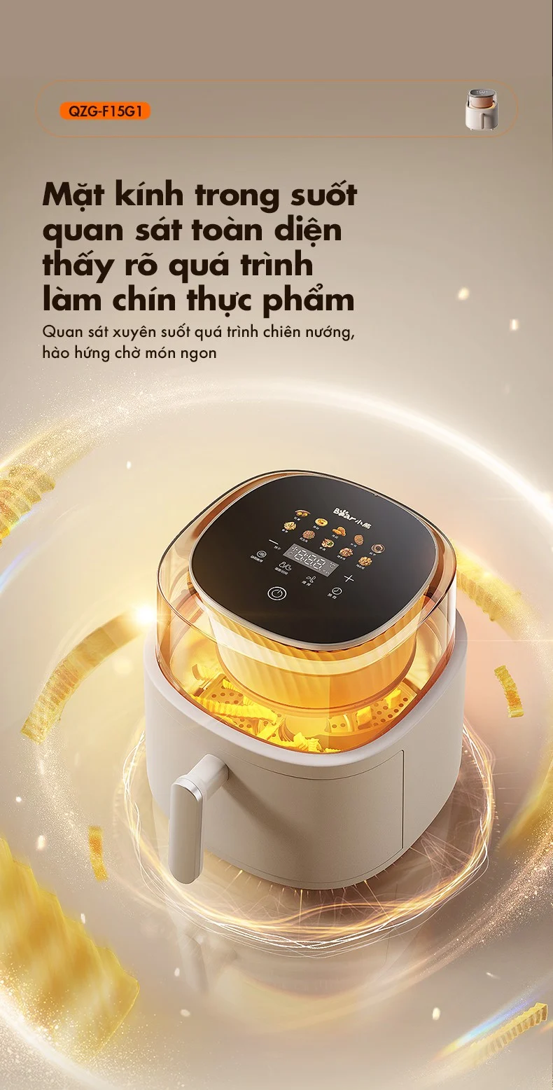 Nồi Chiên Không Dầu Bear Qzg-F15G1 Dung Tích 6L 11 Nồi Chiên Không Dầu Bear Qzg-F15G1 Dung Tích 6L