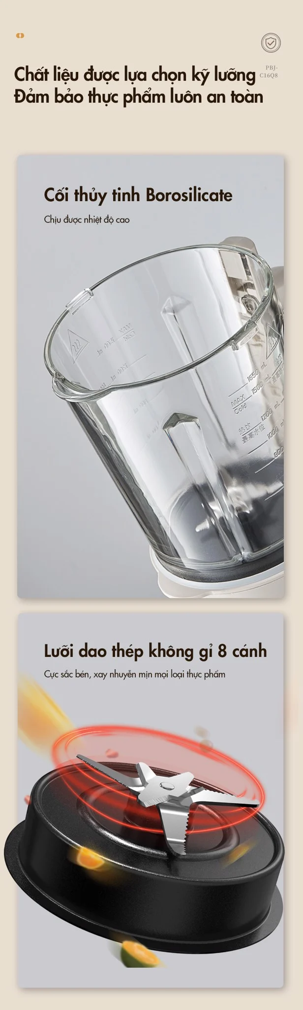 Máy Làm Sữa Hạt Đa Năng Bear Pbj-C16Q8 Dung Tích 1.5L 13 Máy Làm Sữa Hạt Đa Năng Bear Pbj-C16Q8 Dung Tích 1.5L