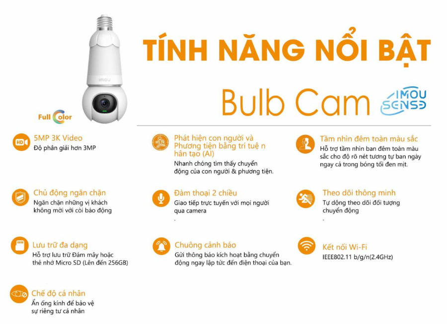 Camera Bóng Đèn Imou Ipc-S6Dp-3M0Web-E27 2K 3Mp Bulb Cam Wifi Xoay 360 Độ 16 Camera Bóng Đèn Imou Ipc-S6Dp-3M0Web-E27 2K 3Mp Bulb Cam Wifi Xoay 360 Độ