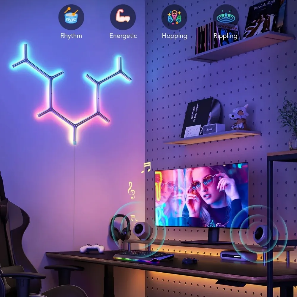 Đèn Dán Tường Trang Trí Govee Glide Rgbic Y Lights H6065 14 Đèn Dán Tường Trang Trí Govee Glide Rgbic Y Lights H6065 - Akia Smart Home