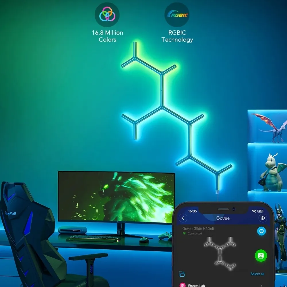 Đèn Dán Tường Trang Trí Govee Glide Rgbic Y Lights H6065 15 Đèn Dán Tường Trang Trí Govee Glide Rgbic Y Lights H6065 - Akia Smart Home