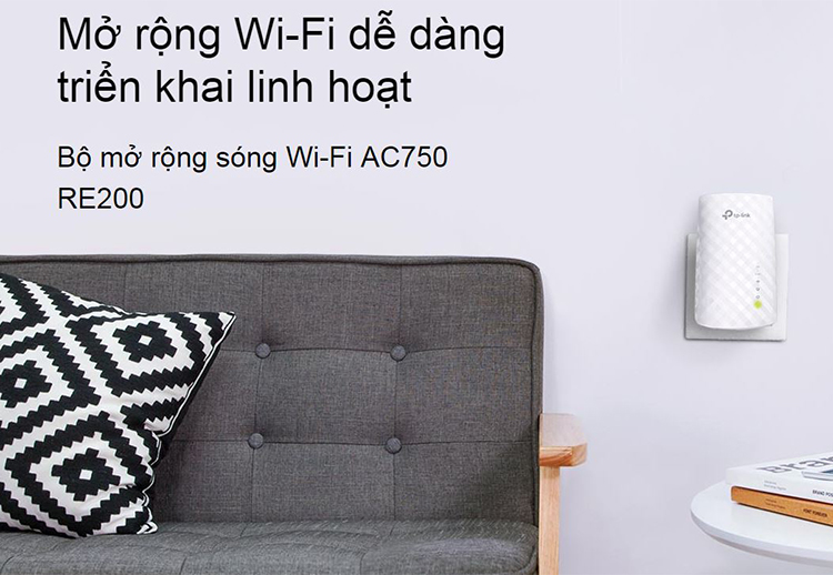 Bộ Kích Sóng Wifi Repeater Băng Tần Kép Ac750 Tp-Link Re200 Bộ Kích Sóng Wifi Repeater Băng Tần Kép Ac750 Tp-Link Re200