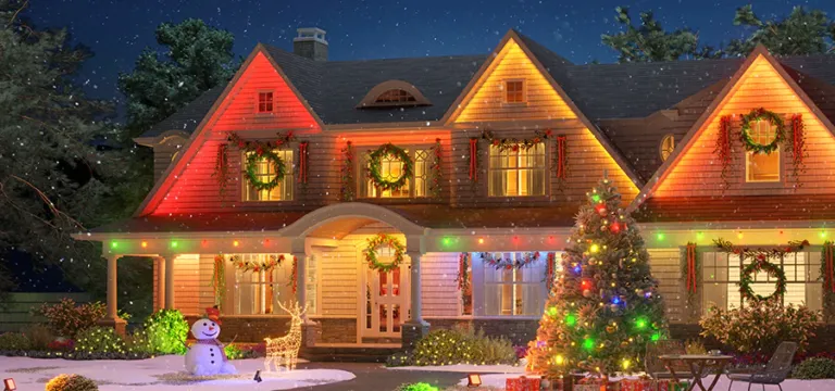 Ý tưởng chiếu sáng Giáng sinh ngoài trời sáng ấm áp