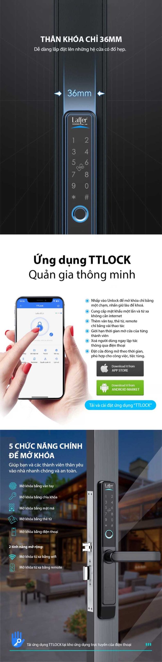 Khoá Vân Tay Cho Cửa Nhôm Laffer Rf21 22 Khoá Vân Tay Cho Cửa Nhôm Laffer Rf21 - Akia Smart Home