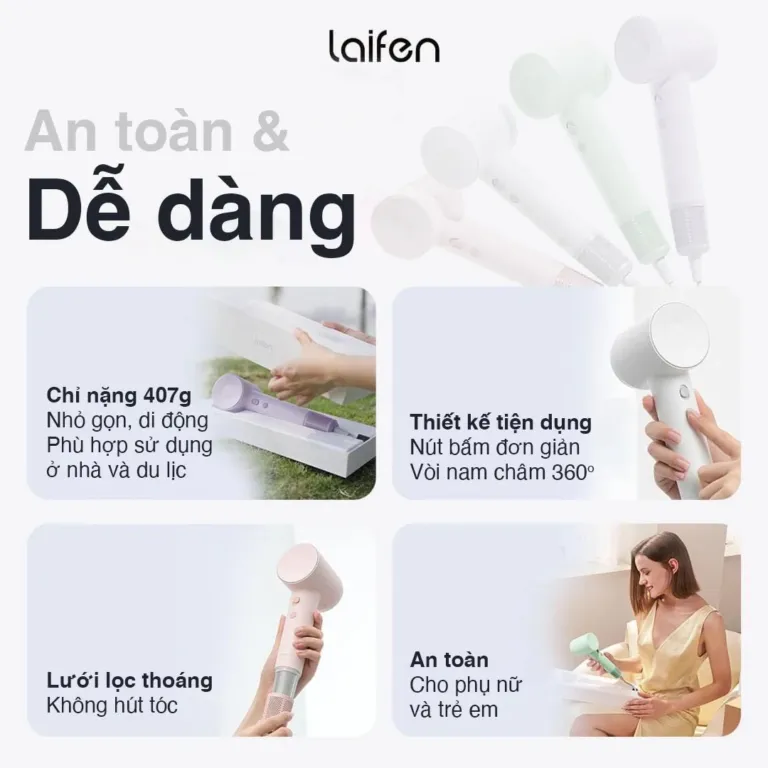 Máy sấy tóc ion âm Laifen SE tốc độ cao - AKIA Smart Home