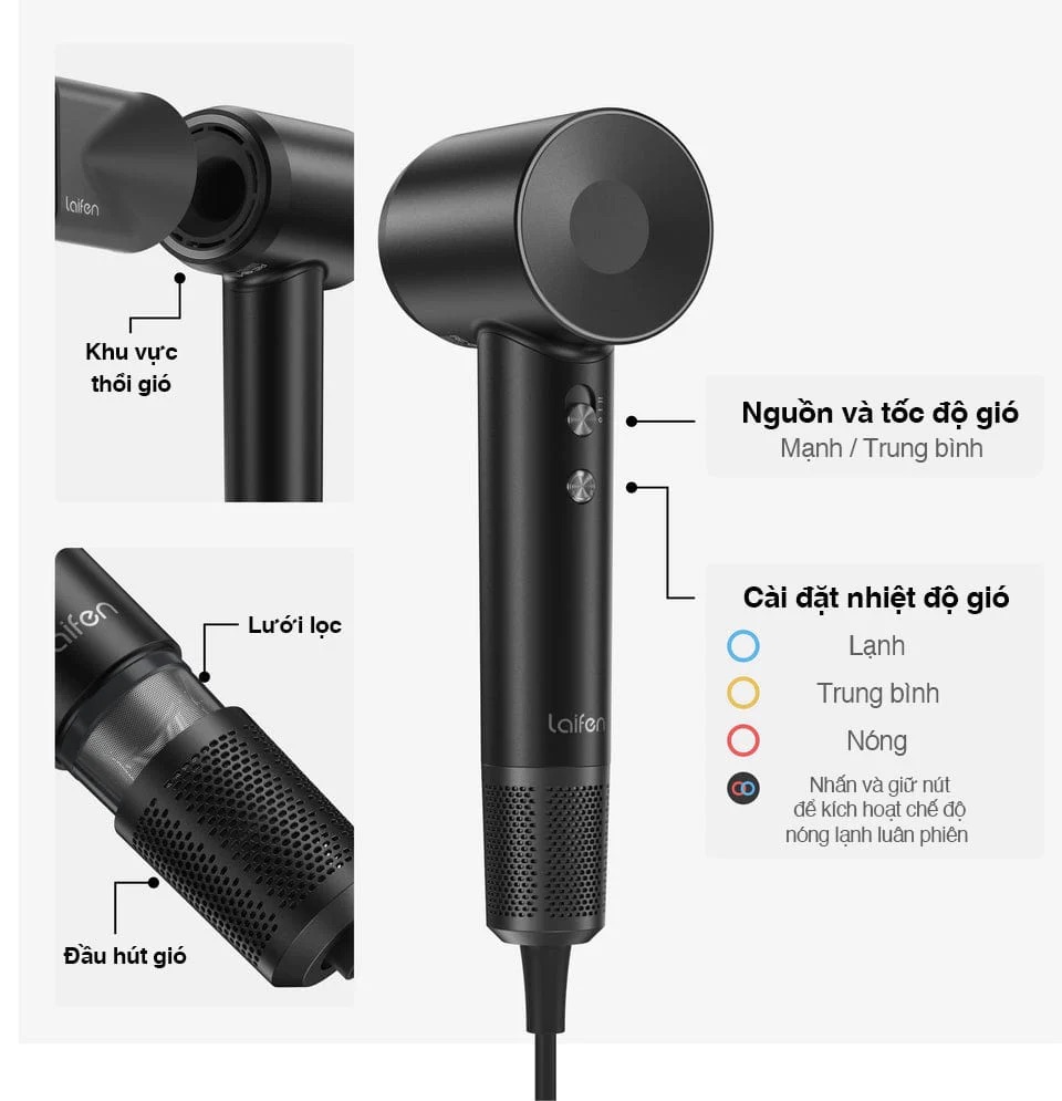 Máy Sấy Tóc Ion Âm Laifen Swift Tốc Độ Cao 47 Máy Sấy Tóc Ion Âm Laifen Swift Tốc Độ Cao - Akia Smart Home