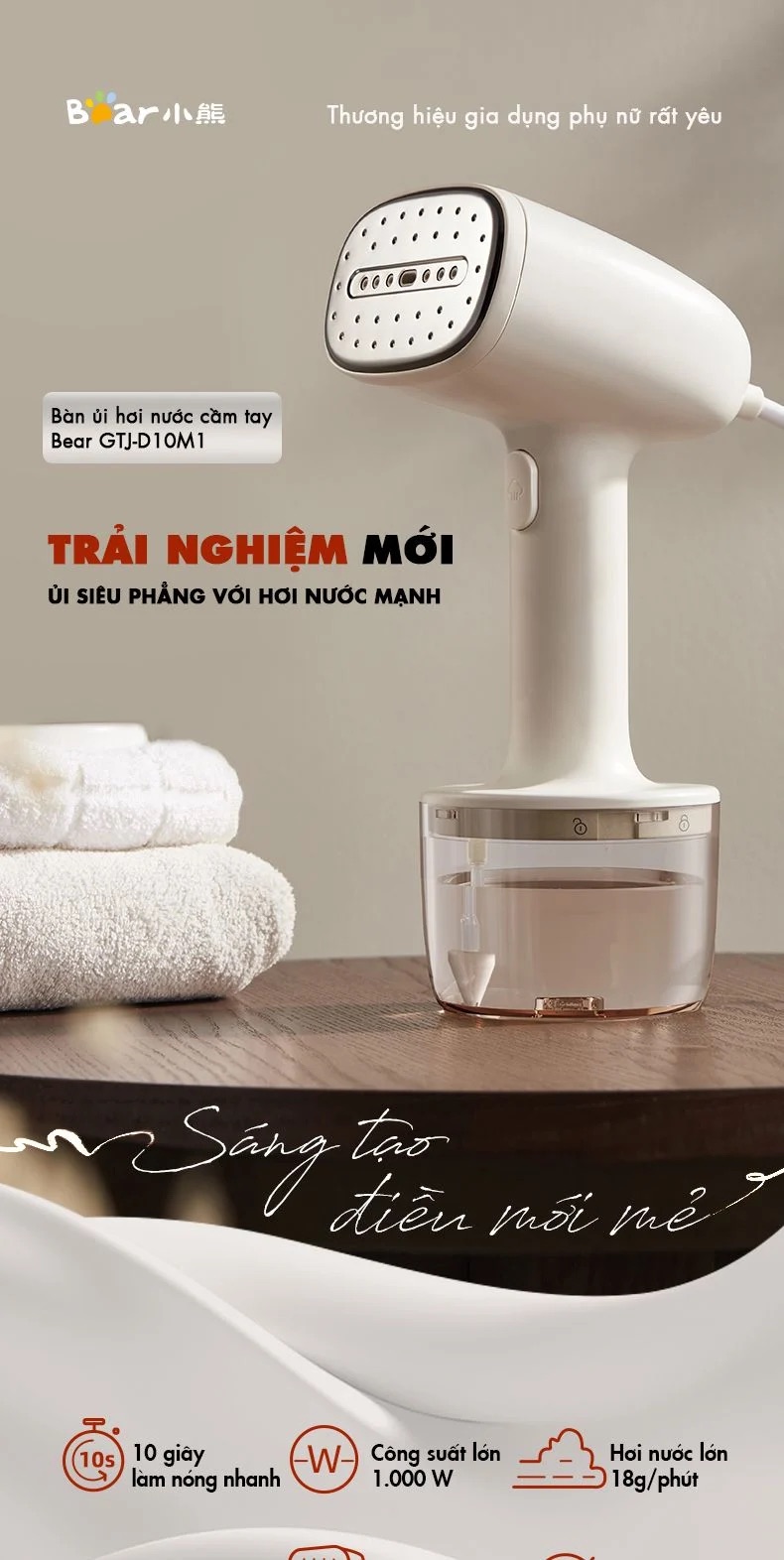 Bàn Ủi Hơi Nước Cầm Tay Bear Gtj-D10M1 10 Bàn Ủi Hơi Nước Cầm Tay Bear Gtj-D10M1 - Akia Smart Home